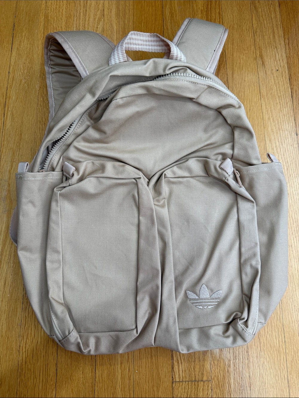 adidas Beige Simple Casual Backpack with Front Pockets - Picture 1 of 4